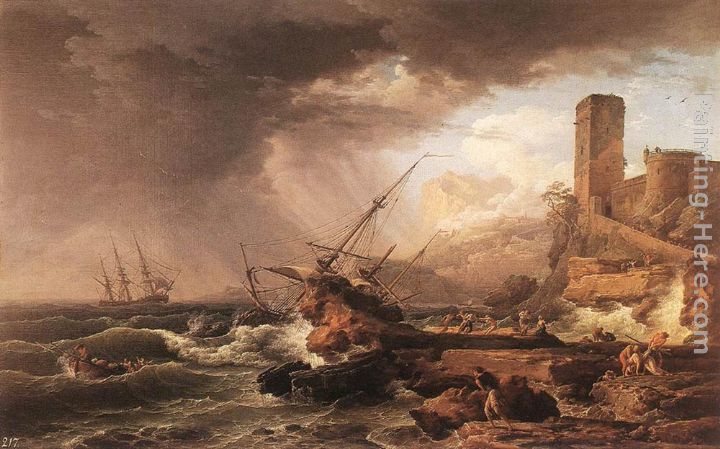 Storm with a Shipwreck painting - Claude-Joseph Vernet Storm with a Shipwreck art painting